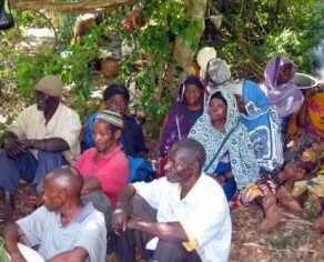 villagers gathered at the site