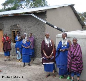 women with water tank